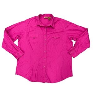 Wrangler Vintage Pink Long Sleeve Gemstone Snap Close Button Down Shirt